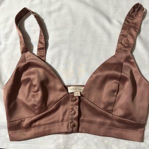 Satin button up crop top